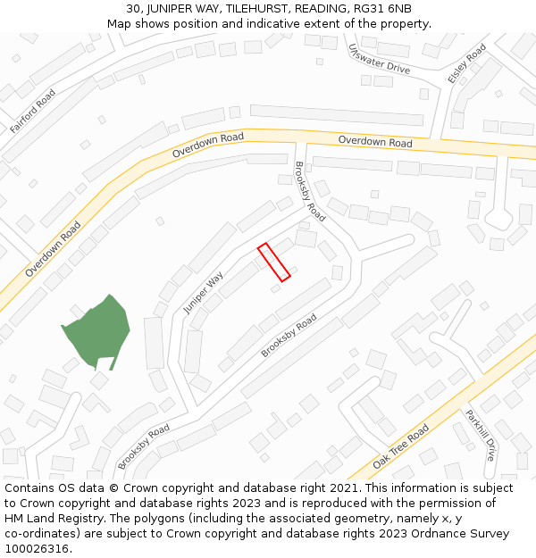 30, JUNIPER WAY, TILEHURST, READING, RG31 6NB: Location map and indicative extent of plot