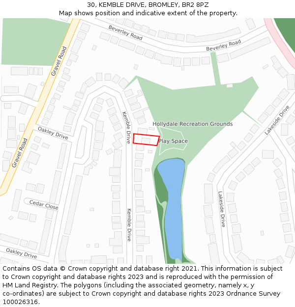 30, KEMBLE DRIVE, BROMLEY, BR2 8PZ: Location map and indicative extent of plot