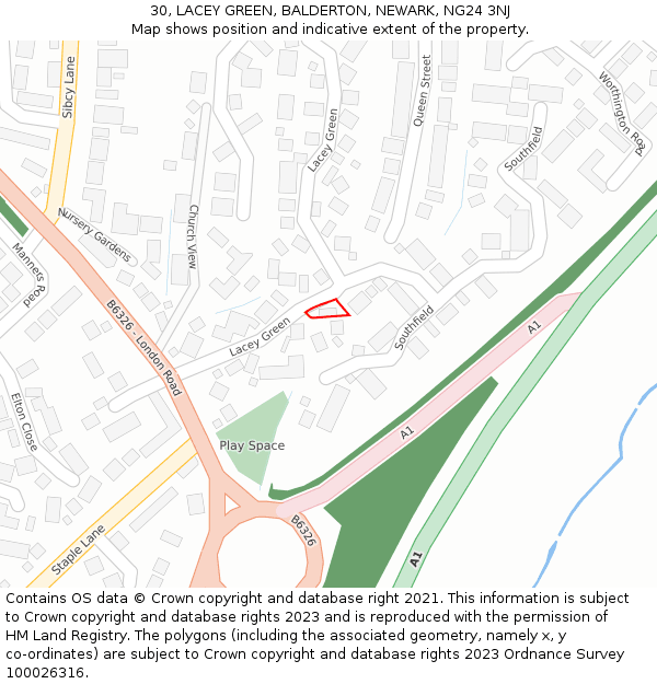 30, LACEY GREEN, BALDERTON, NEWARK, NG24 3NJ: Location map and indicative extent of plot