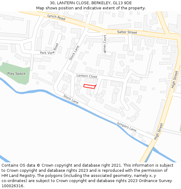 30, LANTERN CLOSE, BERKELEY, GL13 9DE: Location map and indicative extent of plot