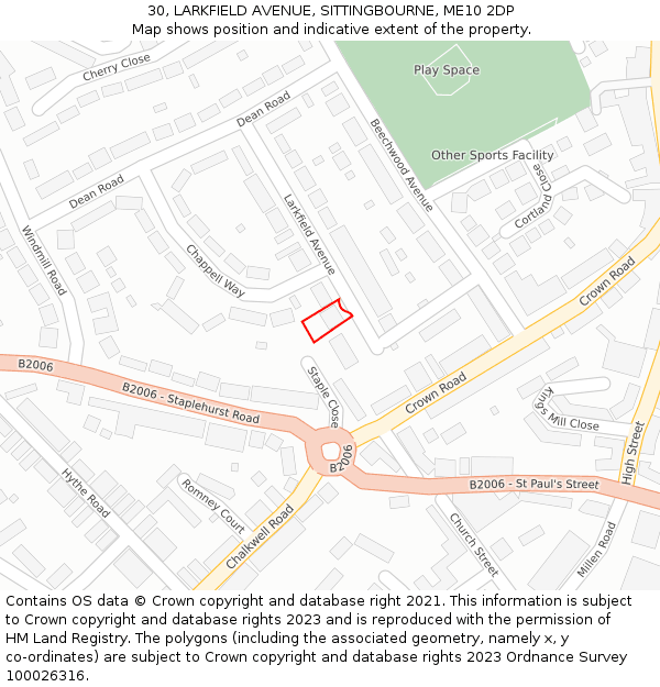 30, LARKFIELD AVENUE, SITTINGBOURNE, ME10 2DP: Location map and indicative extent of plot