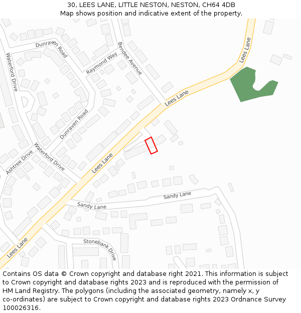 30, LEES LANE, LITTLE NESTON, NESTON, CH64 4DB: Location map and indicative extent of plot