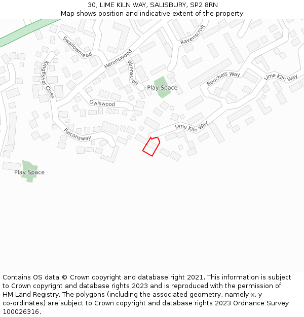 30, LIME KILN WAY, SALISBURY, SP2 8RN: Location map and indicative extent of plot