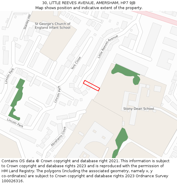 30, LITTLE REEVES AVENUE, AMERSHAM, HP7 9JB: Location map and indicative extent of plot