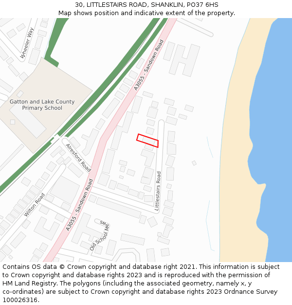 30, LITTLESTAIRS ROAD, SHANKLIN, PO37 6HS: Location map and indicative extent of plot