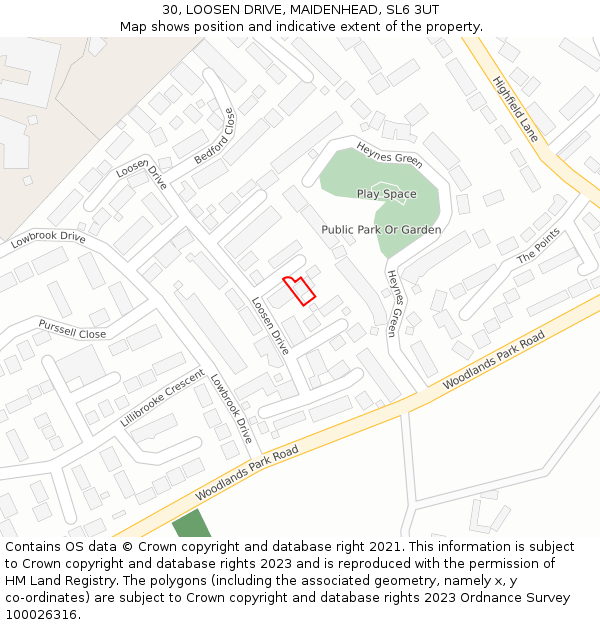 30, LOOSEN DRIVE, MAIDENHEAD, SL6 3UT: Location map and indicative extent of plot