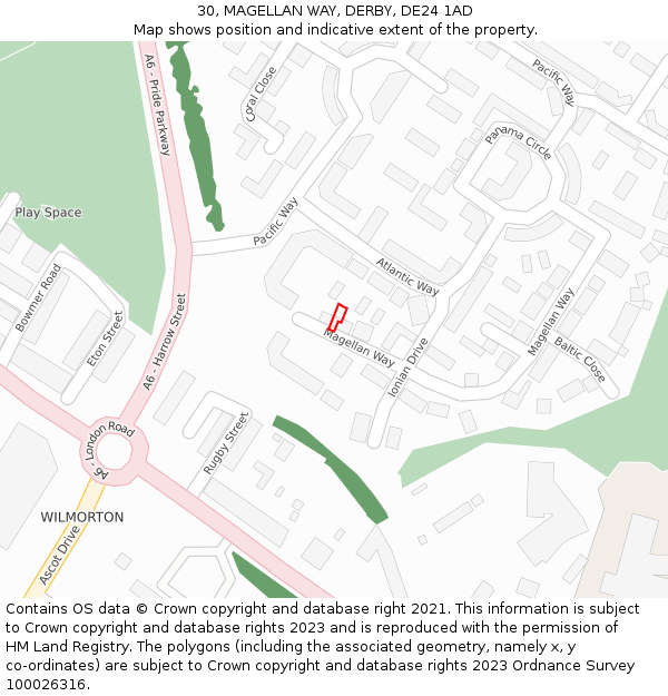 30, MAGELLAN WAY, DERBY, DE24 1AD: Location map and indicative extent of plot