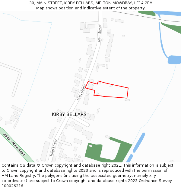 30, MAIN STREET, KIRBY BELLARS, MELTON MOWBRAY, LE14 2EA: Location map and indicative extent of plot