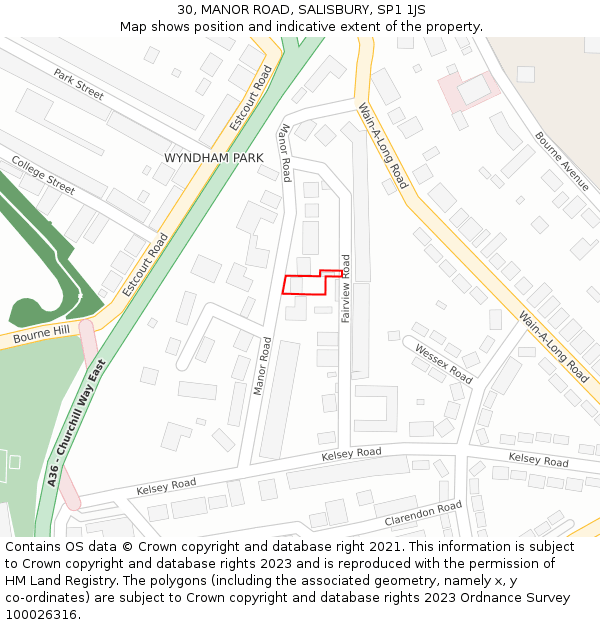 30, MANOR ROAD, SALISBURY, SP1 1JS: Location map and indicative extent of plot