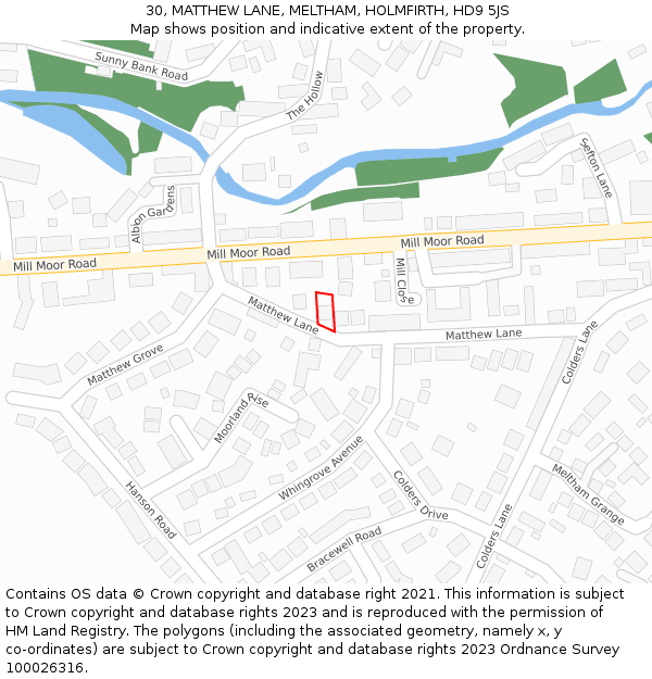 30, MATTHEW LANE, MELTHAM, HOLMFIRTH, HD9 5JS: Location map and indicative extent of plot