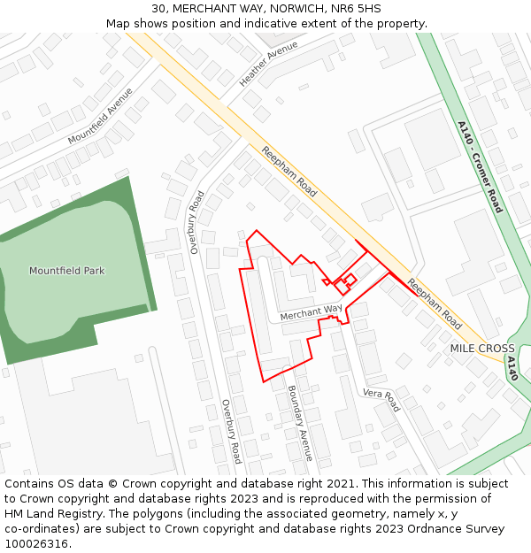 30, MERCHANT WAY, NORWICH, NR6 5HS: Location map and indicative extent of plot
