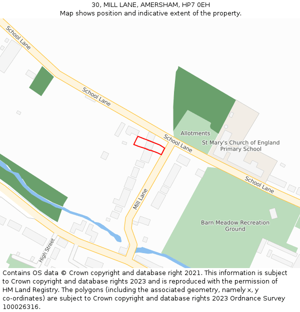 30, MILL LANE, AMERSHAM, HP7 0EH: Location map and indicative extent of plot