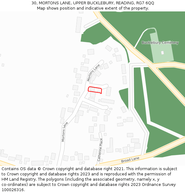 30, MORTONS LANE, UPPER BUCKLEBURY, READING, RG7 6QQ: Location map and indicative extent of plot