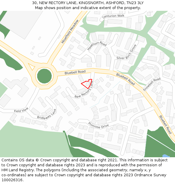 30, NEW RECTORY LANE, KINGSNORTH, ASHFORD, TN23 3LY: Location map and indicative extent of plot