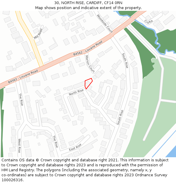 30, NORTH RISE, CARDIFF, CF14 0RN: Location map and indicative extent of plot