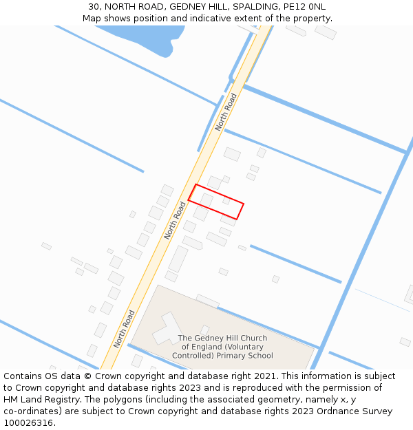 30, NORTH ROAD, GEDNEY HILL, SPALDING, PE12 0NL: Location map and indicative extent of plot