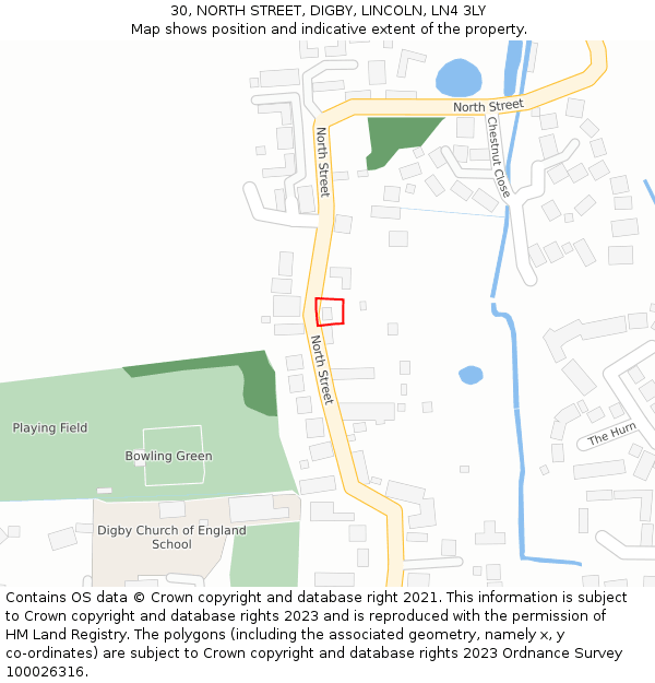 30, NORTH STREET, DIGBY, LINCOLN, LN4 3LY: Location map and indicative extent of plot