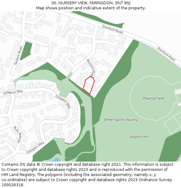 30, NURSERY VIEW, FARINGDON, SN7 8SJ: Location map and indicative extent of plot