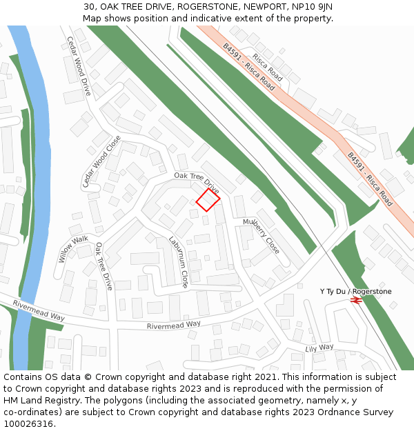 30, OAK TREE DRIVE, ROGERSTONE, NEWPORT, NP10 9JN: Location map and indicative extent of plot