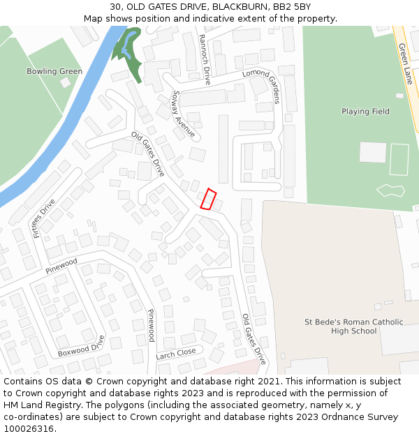 30, OLD GATES DRIVE, BLACKBURN, BB2 5BY: Location map and indicative extent of plot