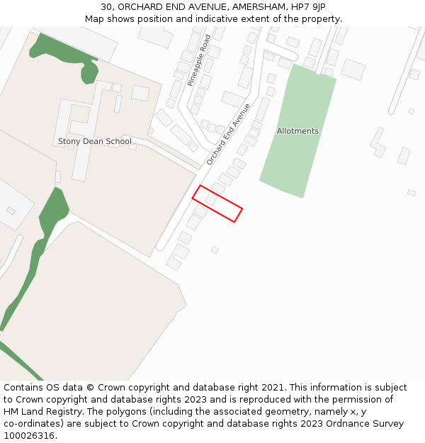 30, ORCHARD END AVENUE, AMERSHAM, HP7 9JP: Location map and indicative extent of plot