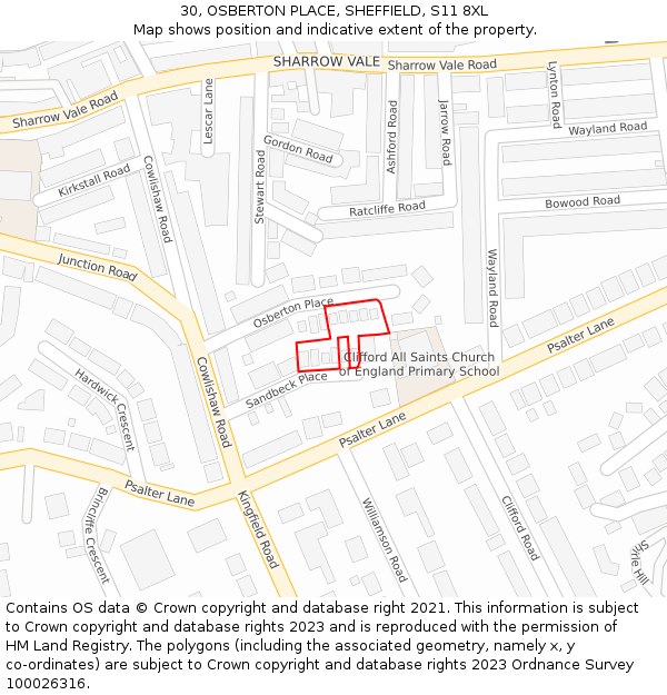 30, OSBERTON PLACE, SHEFFIELD, S11 8XL: Location map and indicative extent of plot