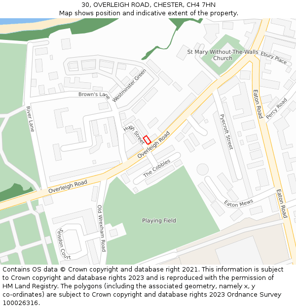 30, OVERLEIGH ROAD, CHESTER, CH4 7HN: Location map and indicative extent of plot