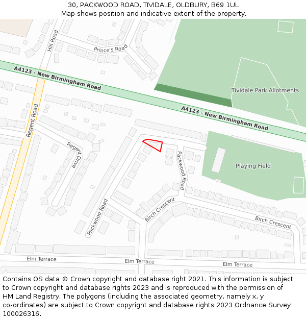 30, PACKWOOD ROAD, TIVIDALE, OLDBURY, B69 1UL: Location map and indicative extent of plot