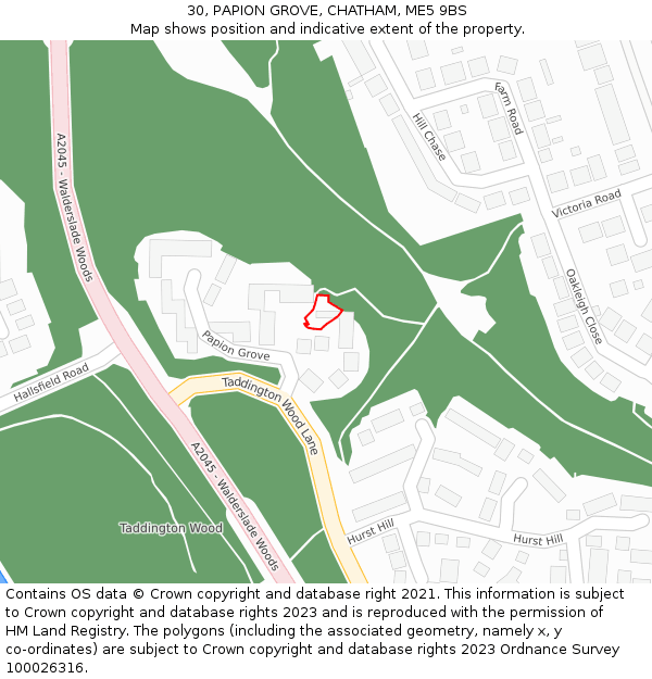 30, PAPION GROVE, CHATHAM, ME5 9BS: Location map and indicative extent of plot