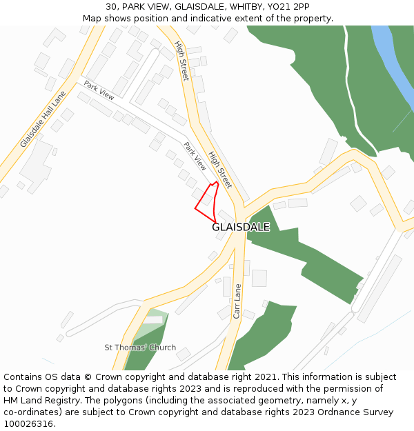 30, PARK VIEW, GLAISDALE, WHITBY, YO21 2PP: Location map and indicative extent of plot