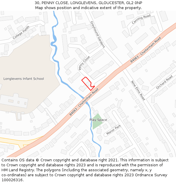 30, PENNY CLOSE, LONGLEVENS, GLOUCESTER, GL2 0NP: Location map and indicative extent of plot