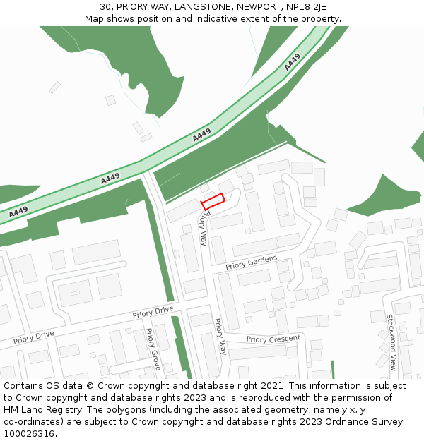 30, PRIORY WAY, LANGSTONE, NEWPORT, NP18 2JE: Location map and indicative extent of plot