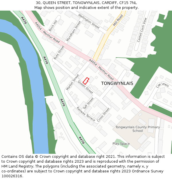 30, QUEEN STREET, TONGWYNLAIS, CARDIFF, CF15 7NL: Location map and indicative extent of plot