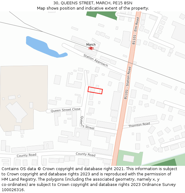 30, QUEENS STREET, MARCH, PE15 8SN: Location map and indicative extent of plot