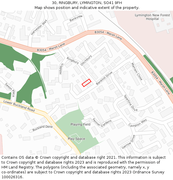 30, RINGBURY, LYMINGTON, SO41 9FH: Location map and indicative extent of plot