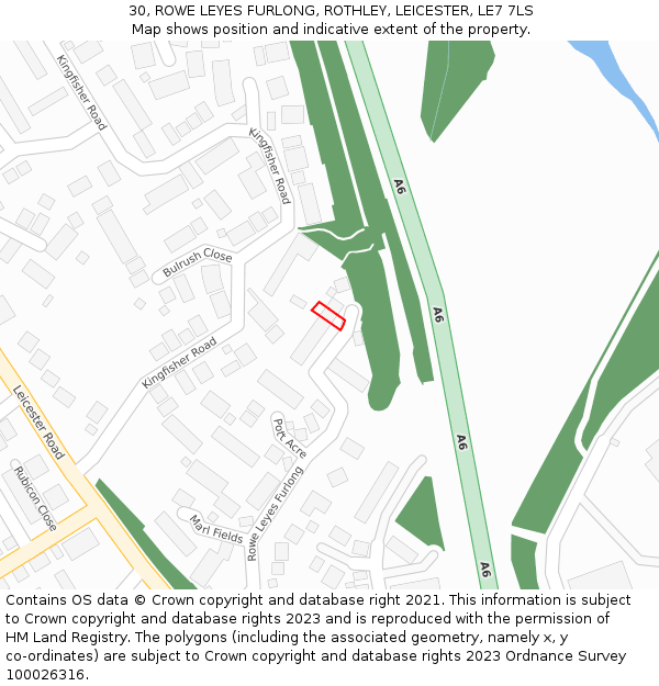 30, ROWE LEYES FURLONG, ROTHLEY, LEICESTER, LE7 7LS: Location map and indicative extent of plot