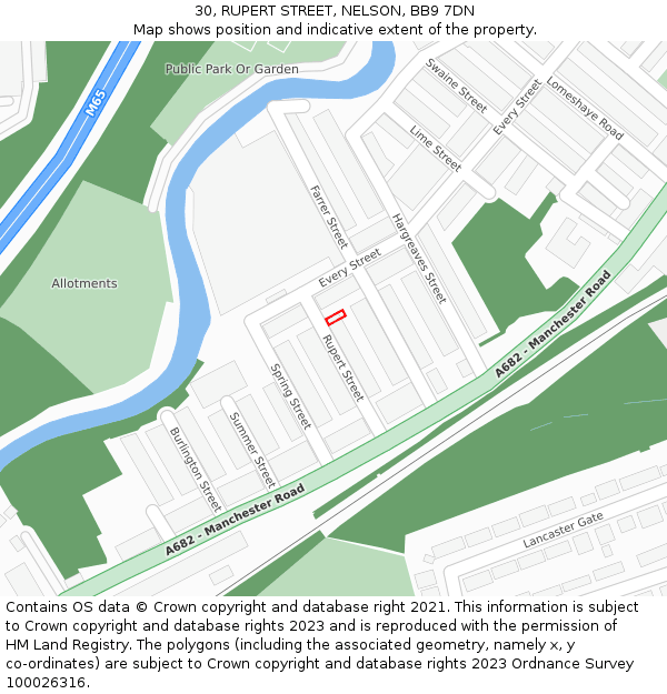 30, RUPERT STREET, NELSON, BB9 7DN: Location map and indicative extent of plot