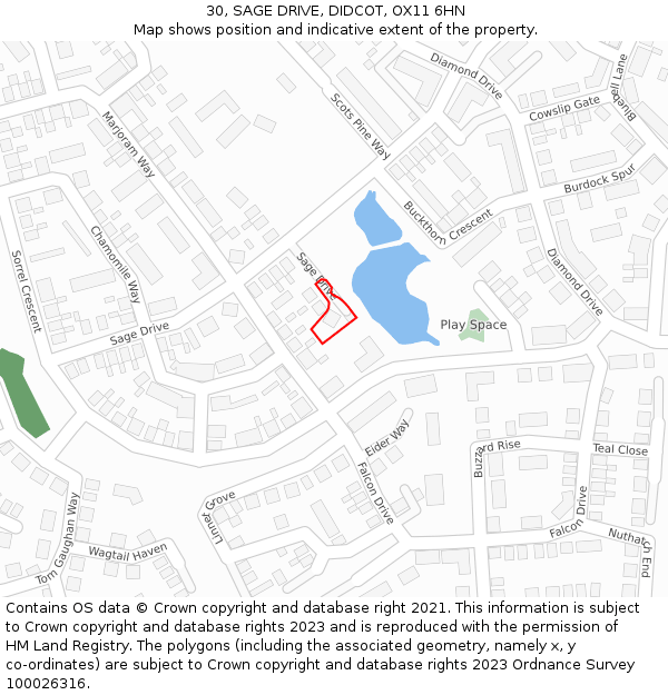 30, SAGE DRIVE, DIDCOT, OX11 6HN: Location map and indicative extent of plot