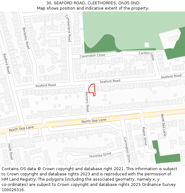 30, SEAFORD ROAD, CLEETHORPES, DN35 0ND: Location map and indicative extent of plot