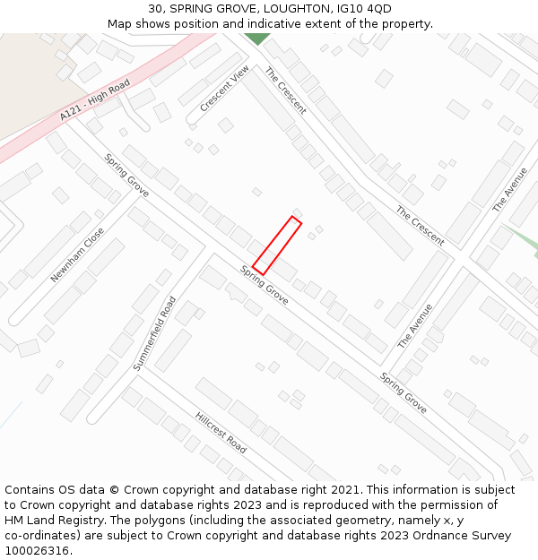 30, SPRING GROVE, LOUGHTON, IG10 4QD: Location map and indicative extent of plot