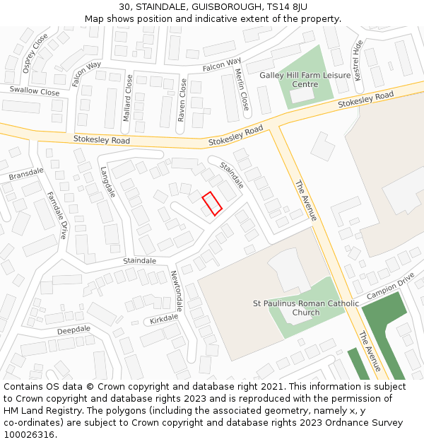 30, STAINDALE, GUISBOROUGH, TS14 8JU: Location map and indicative extent of plot