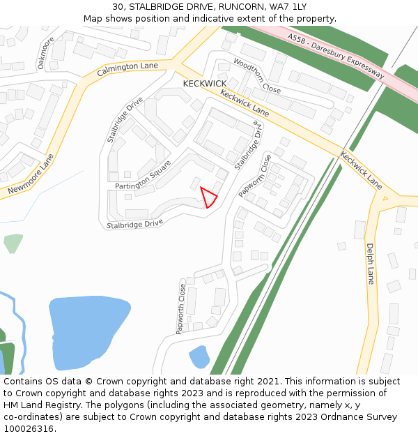 30, STALBRIDGE DRIVE, RUNCORN, WA7 1LY: Location map and indicative extent of plot