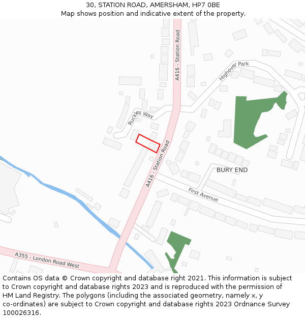 30, STATION ROAD, AMERSHAM, HP7 0BE: Location map and indicative extent of plot