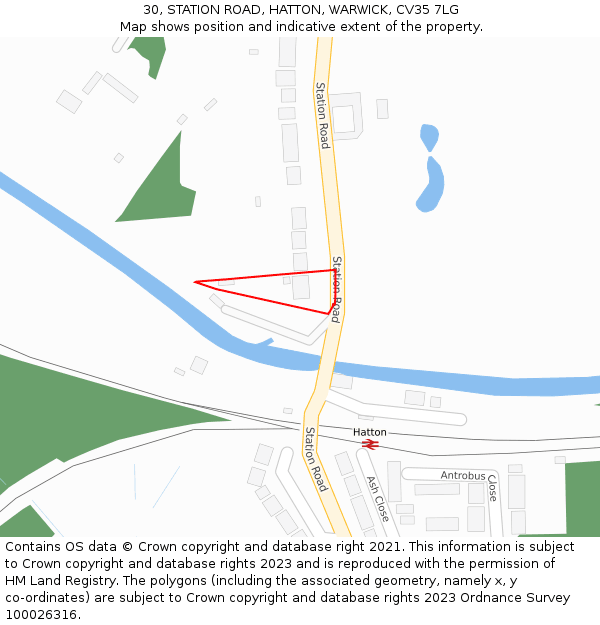 30, STATION ROAD, HATTON, WARWICK, CV35 7LG: Location map and indicative extent of plot