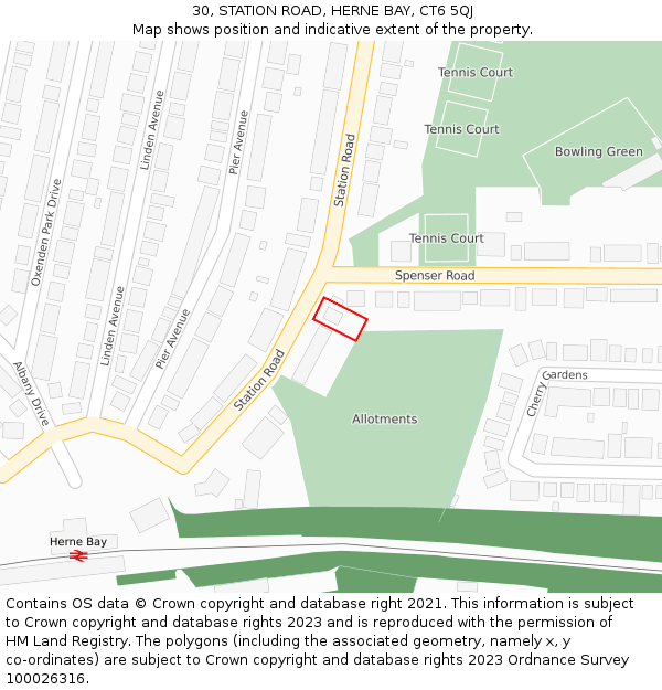 30, STATION ROAD, HERNE BAY, CT6 5QJ: Location map and indicative extent of plot