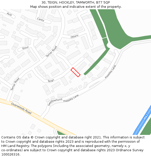 30, TEIGN, HOCKLEY, TAMWORTH, B77 5QP: Location map and indicative extent of plot