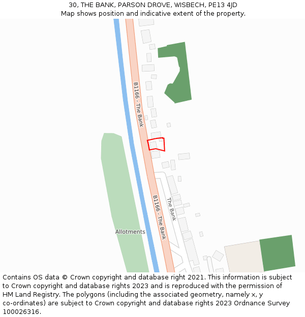 30, THE BANK, PARSON DROVE, WISBECH, PE13 4JD: Location map and indicative extent of plot