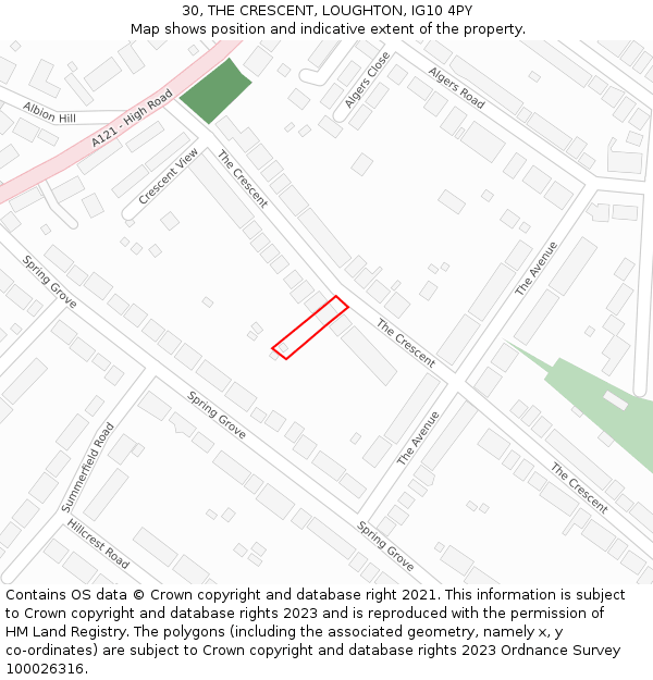 30, THE CRESCENT, LOUGHTON, IG10 4PY: Location map and indicative extent of plot
