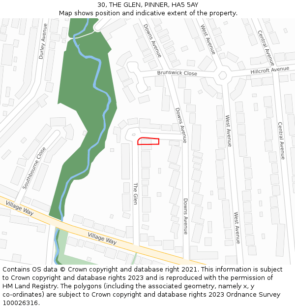 30, THE GLEN, PINNER, HA5 5AY: Location map and indicative extent of plot