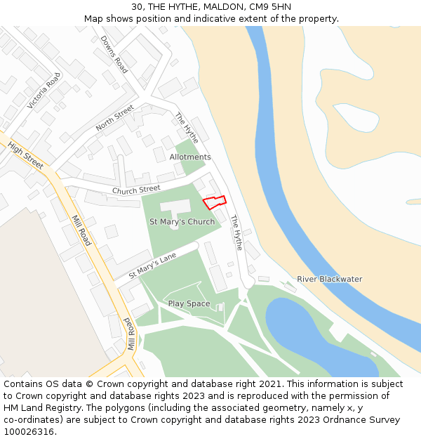 30, THE HYTHE, MALDON, CM9 5HN: Location map and indicative extent of plot